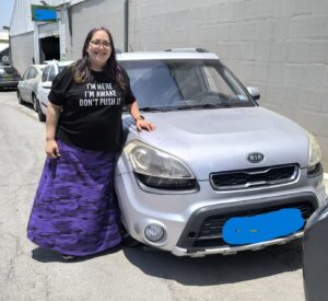 Penny with her new car